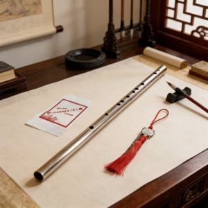 TEMU 1세트: 플루트 + 플루트 멤브레인 + 펜던트, 스테인리스 스틸 중국식 플루트, 전통 민족 악기, 초보자용 스타터 플루트, 고음 정확한 튜닝, 휴대용 내구성 광택 플루트, 연주 연습 교육용, 여행용 휴대 플루트