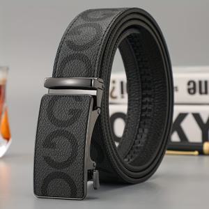 TEMU 1개 남녀공용 자동버클 벨트 - 레터링 엠보싱 브랜드, 3.5cm 폭, 파티, 데일리웨어, 발렌타인데이, 아버지날 선물용 럭셔리 브랜드 액세서리