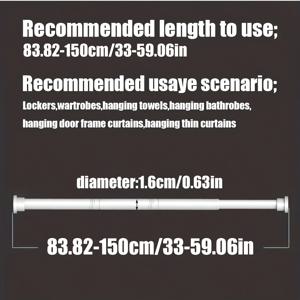 TEMU 다용도 화이트 텔레스코픽 봉 1개, 드릴링 필요 없음, 초고하중, 문 커튼, 창문 커튼, 샤워 커튼, 반커튼, 카페 커튼에 적합, 길이 조절 가능, 옷장, 주방, 신발장, 욕실 액세서리에 적합