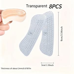 TEMU 8개 미끄럼 방지 실리콘 뒤꿈치 보호대 - 3개입 물집 방지 신발 패드, 여성용 하이힐 미끄럼 방지 스티커, 남성용 뒤꿈치 쿠션, 다양한 신발에 적합한 삽입 패드, 물집 방지 및 신발 편안함 향상에 도움을 주는 뒤꿈치 관리