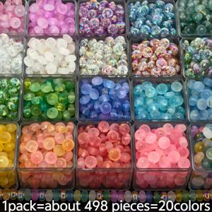 TEMU 498개 20색 8mm 아크릴 주판 구슬, 생동감 넘치는 3D 구슬 세트, DIY 핸드메이드 크리스마스 발렌타인데이 팔찌 목걸이 제작용. 매끄러운 질감, 생동감 넘치는 구슬, 주얼리 만들기 재료