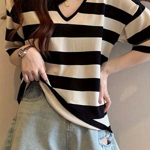TEMU XH041611 여성용 신상 반팔 티셔츠, 복부 보정, 영리하게 디자인된 컷아웃 브이넥, 레귤러 숄더 탑