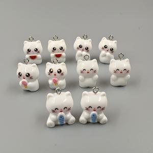 TEMU 10개입 창의적인 레진 흰색 아기 고양이 펜던트, 주얼리 제작에 적합, 파티 장식, 귀걸이, 목걸이, 가방 등에 완벽