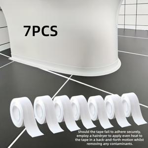 TEMU 7롤 자가 점착 PVC 방수 실링 테이프, 샤워실, 욕조 및 욕실 밀봉에 적합 - 떼어내어 붙이는 제거 가능한 테이프, 벽 모서리용 유연한 코킹에 적합