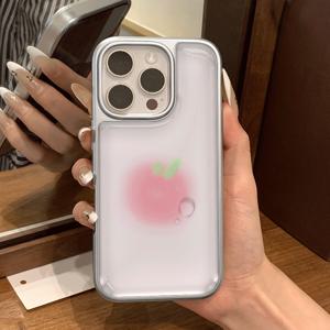 TEMU 휴대폰 케이스 - 부드러운 핑크 피치 바탕색, 은은하고 산뜻한 패턴, 아이폰 17 Pro Max 케이스에 적합하며 아이폰 16 Pro/15/14/13 Pro/12/11과 호환됩니다. 미니멀하고 창의적인 디자인을 특징으로 합니다.