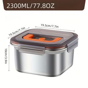 TEMU 1개/2개 대용량 스테인리스 스틸 야외 피크닉 보관함, 밀폐 뚜껑 포함, 사각 휴대용 야외 도시락통, 가족 모임 및 학교 가방 식품 용기