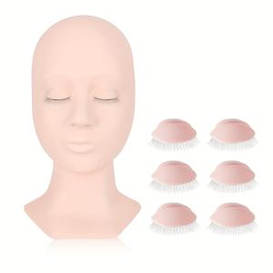 TEMU 라쉬 마네킹 헤드 속눈썹 연장 마네킹 헤드, 속눈썹 연장용 인형 머리, 탈착식 눈매가 있는 속눈썹 마네킹 헤드