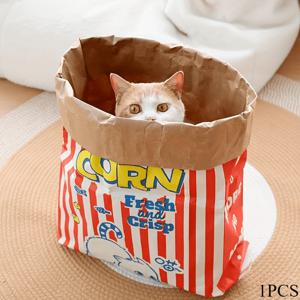 TEMU 튼튼하고 재미있는 고양이 장난감: 고양이 또는 강아지와 상호 작용하고 놀 수 있는 만화 팝콘 봉투 - 배터리 불필요