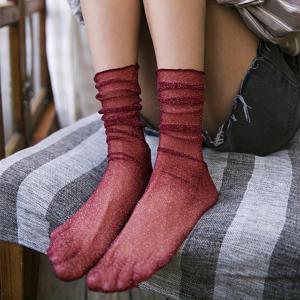 TEMU 1켤레 빈티지 메시 풀 삭스, 얇고 반짝이는 검은색 곰팡이 엣지 삭스 마우스, 편안하고 통기성이 좋음, 뮤직 페스티벌 및 파티에 적합한 미드 길이 양말