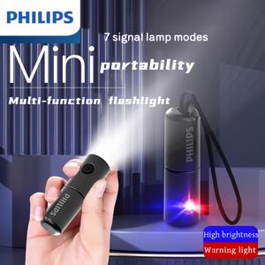 TEMU Philips 강력 조명 손전등 경고등 3가지 모드 조절, 호루라기 기능/ Type-C 충전 케이블 포함/ 스마트 전원 알림, 휴대용 야외 조명 미니 소형 비상등