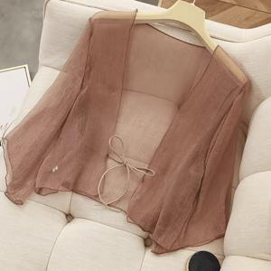 TEMU 여름 스카프 & 스커트, 비치웨어 여성용 쉬폰 가디건, 반팔 루즈핏 에어컨 셔츠, 얇은 코트, 긴팔 블라우스