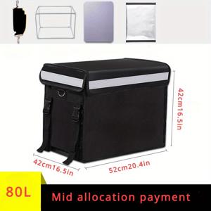 TEMU 80L 대용량 옥스포드 원단 배달 가방 (컵 홀더 및 지지대 포함), 상업용 보온 냉장 배달용, 휴대용 트레이 및 파티션 포함 (비식품 접촉)