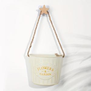 TEMU 1개 올드 레트로 반원형 행잉 세면대 발코니 펜스 걸이형 화분 철제 걸이형 매달린 바구니 걸이형 세면대 걸이형 양동이