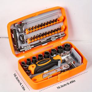 TEMU 38-In-1 라쳇 드라이버 세트 (소켓 그룹 및 마그네틱 비트 포함), 회전 핸들, 연장 로드, 보관 상자 특징, 컴퓨터, 자전거, 자동차 및 가전제품에 적합