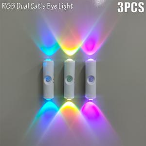 TEMU 3/5개 더블 헤드 모션 센서 벽등 USB 충전식 RGB 야간등 3/7색상 모드 무한 조광 기능 침실/계단/옷장용 모던 미니멀