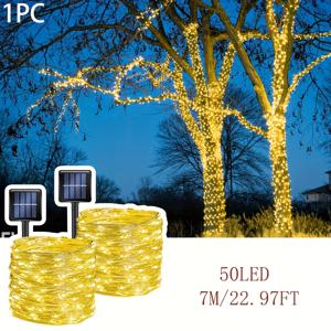 TEMU 태양광 야외용 가을 구리선 전등 끈 조명 1개, 300/200/100/50LED, 파티, 생일, 결혼식, 정원, 안뜰, 조경 조명, 나무, 크리스마스, 할로윈 장식용 선물로 이상적, 따뜻한//흰색 IP44