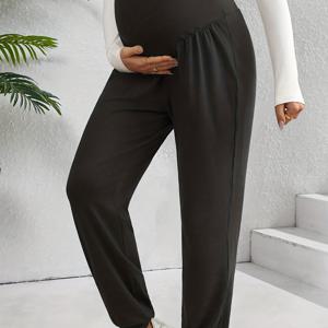TEMU 조절 가능한 허리밴드 심플 플리츠 캐주얼 임산부 바지