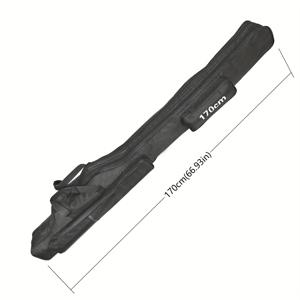 TEMU 1 튼튼한 2단 대용량 접이식 낚싯대 가방 - 3가지 대형 사이즈 (170cm/66.93인치, 190cm/74.8인치, 210cm/82.68인치), 대용량 휴대용 태클 박스, 다중 수납 공간, 튼튼한 옥스포드 천, 이중 지퍼 헤드 잠금