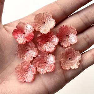 TEMU 10개 대형 3D 복숭아 꽃 비즈 - 5잎 레이어드 DIY 공예 비즈, 주얼리 제작, 헤어클립, 브로치 & 보호 액세서리용 - 핑크 조개껍질 모양 모조 조개 비즈, 수제 헤어핀 헤어웨어 & 팔찌 참 장식용