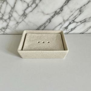 TEMU 와비-사비 디자인의 세라믹 비누 받침대 (2단), 물 배출에 이상적. 호텔, 홈스테이 및 가정용으로 적합하며 작은 세탁 비누를 수납할 수 있습니다.