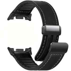 TEMU 삼성 8/8 클래식 스마트워치 밴드 호환 - 40mm & 44mm/46mm 케이스용 합성 가죽 스트랩, 자석 버클, 남녀공용 손목밴드, 내구성 있는 워치 액세서리