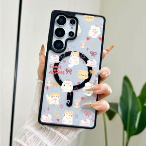 TEMU 휴대폰 케이스 - 디저트 스낵 고양이 패턴 마그네틱 폰 케이스 (삼성 S22 S22Ultra S23+ S23 S23FE S24 S24Pius S24FE S24Ultra S25Pius S25 S25EDGE S26 S26Ultra S26EDGE/A06 A16 A26 A36 A56 A15 A25 A35 A55 A54 A07 A17 풀커버)