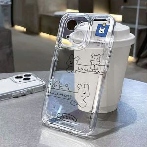 TEMU 휴대폰 케이스 - 삼성 갤럭시 S26 25 24 23 22 Utra PLUS Pro Edge FE A57 56 55 54 53 52 51 50 37 36 35 34 26 25 24 23 22 16 151413 07 06 05 03 02 S에 적합, 귀여운 라인 아트 다치쉐운드 풀커버 낙하 방지 투명 폰 케이스 TKKYLTM00273