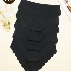 TEMU 5개입 여성용 블랙 심리스 아이스 브리프 | 스칼렙 뒷면, 노쇼, 통기성 좋은 데일리 착용 및 타이트한 의상 밑에 레이어링 - ILOVEWAY