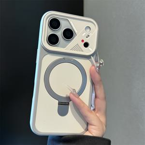 TEMU 휴대폰 케이스 - 1개 럭셔리 카메라 보호 무광 링 홀더 마그네틱 폰 케이스 아이폰 17 Pro Max Air 16 15 14 13 12 11 Pro Max 소프트 백 커버