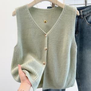 TEMU 빈티지 버튼 프론트 민소매 조끼, 여성용 다용도 V넥 스웨터 조끼, 봄/여름 패션