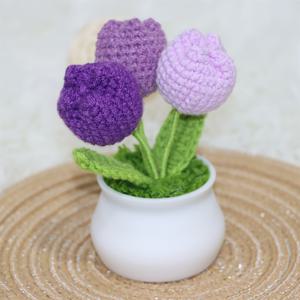 TEMU 손으로 코바늘 뜨개질한 튤립 화분 장식품, 사실적인 시뮬레이션 꽃 디자인, , 친척, 친구를 위한 애정 어린 선물, 아름다운 집 장식, 생동감 넘치는 파티 장식, 완벽한 크리스마스 장식, 추수감사절, 생일