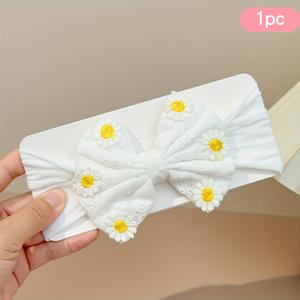 TEMU 1개 1개 넓은 신축성 꽃 머리띠 - 자수 데이지 리본 헤어 액세서리, 땋은 머리, 포니테일, 프롬, 웨딩, 파티용 - 편안한 사이즈