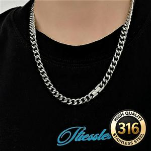 TEMU 남성용 유럽/미국 힙합 스타일 6mm 너비 스테인리스 스틸 쿠바 링크 체인 목걸이, 고품질 육면체 연마 및 주얼리 걸쇠 포함. 일상 착용 및 파티에 적합하며 독특한 디자인의 활용도 높은 액세서리. 그를 위한 이상적인 선물 선택, 부활절 선물로 완벽함