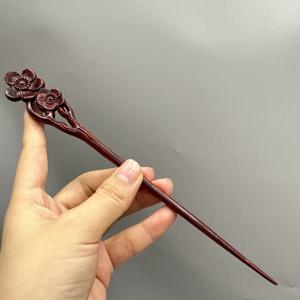 TEMU 우아한 목재 복숭아꽃 머리핀 - 수제 고급 원목, 헤어스타일과 선물에 완벽, 남녀 모두에게 적합