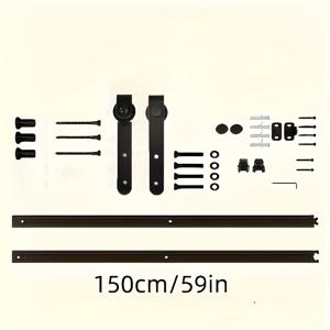 TEMU 산업용 블랙 메탈 농장 문 하드웨어 키트 세트, 도어 하드웨어, 나무 문에 적합, 가정용 옷장 트랙 시스템, 농장 문 행잉 레일 캐비닛 하드웨어 블랙 트랙 이동 레일 농장 문 탄소강 슬라이드 레일 추가
