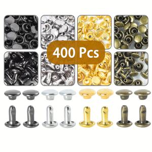 TEMU 200/400개 가죽 리벳, 6X6mm 더블 캡 리벳 금속 스터드 리벳, 가죽 공예 수리, 지갑, 벨트, 가방, 신발용