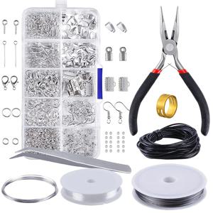 TEMU 900피스 스타터 주얼리 만들기 세트 도구 키트, DIY 귀걸이 루프 후크 랍스터 클라스프 팔찌 목걸이 액세서리, 성인 초보자용 일상 및 휴일 선물