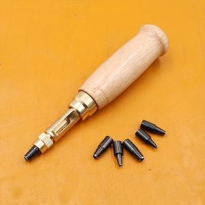TEMU 홀펀치 스크류 탈착식 북드릴 자동 6사이즈 팁 1.5-4mm 자동 벨트 스크류 펀치 가죽 공구
