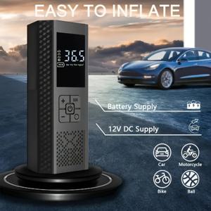 TEMU 150PSI 휴대용 에어 컴프레서 (타이어 공기압 게이지 및 LED 디스플레이 포함) - 3배 더 빠른 원터치 무선 타이어 공기 주입기, USB 전원, 충전식 배터리