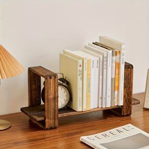 TEMU 조절 가능한 확장형 목재 책상 정리대 - 확장 가능한 선반과 팔걸이, 공간 절약형 책장 스탠드, 홈 오피스용, 책, 식물, 일기장, 시계 호환 (내추럴 우드)