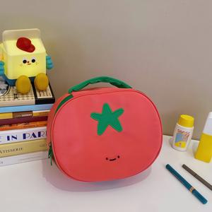 TEMU 귀여운 토마토 디자인 1개 세트 휴대용 메이크업 파우치 & 화장품 보관 가방, 카메라 등 일상용품 수납 가능, 고급스러운 보호 기능, 안정적인 구조, 내구성 및 내마모성