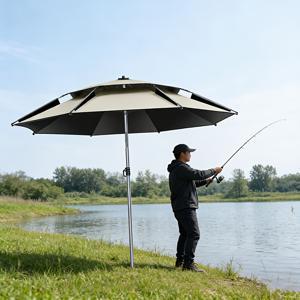 TEMU 대형 사이즈 240Cm/94.49Inch 360도 회전 긴 손잡이 낚시 우산, 효과적인 바람 및 햇빛 차단을 위한 검은색 이중 레이어 두꺼운 코팅이 있는 다기능 햇빛 가리개 우산, 해변, 정원, 수영장 등 다양한 시나리오에 적합