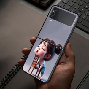 TEMU 폰 케이스: 삼성 갤럭시 Z 플립 7 6 5 4 3 Z 플립6 Z 플립7 FE Z 플립5 Z 플립3 Z 플립4 호환 귀여운 카툰 소녀 폰 커버