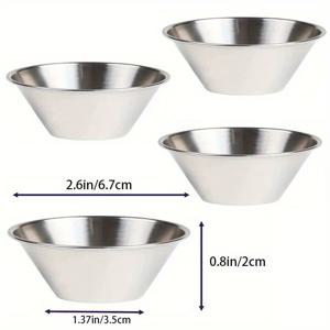 TEMU 【4팩】소형 스테인리스 소스 컵 접시 - 상업용 라운드 컨디멘트 컵 (1.5oz, 2.5oz, 3oz, 4oz) 6가지 사이즈, 디핑 소스 주방 세트