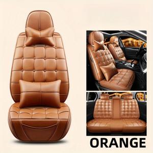 TEMU 5인승 풀커버 럭셔리 인조가죽 자동차 시트 커버, 대부분의 승용차 모델, SUV, 차량에 적합. 사이즈 조절 가능, 사계절용 앞좌석 및 뒷좌석 시트 보호 커버