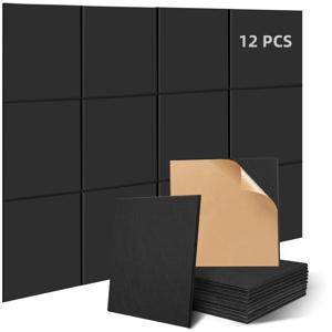 TEMU 자착식 흡음 패널 12개 세트 블랙 30*30*0.9Cm 고밀도 방음 보드, 회의실 사무실 방음 벽 패널 거실 벽 및 천장 녹음 스튜디오 음악실 게임 룸 영화관 음향 트리에 적합