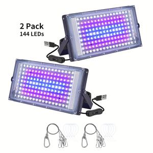 TEMU 1-4개 팩 50/96/144 LED 풀 스펙트럼 식물 성장 램프, 실내 식물 씨앗 성장, 꽃 핀, 과일 생산용, 59인치 코드 USB 플러그 및 스위치, 저전압 5V, 끈, 타이, 다양한 설치 방법 포함