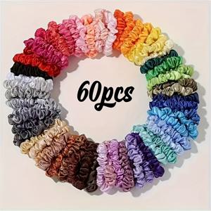 TEMU 80/60개 고탄력 컬러풀 소형 헤어 타이 심플 여성용 헤어 액세서리 머리띠 포니테일 스큐치