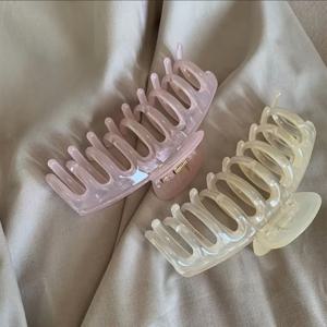 TEMU 젤리 컬러 드래곤 본 대형 그랩 클립 2개, 심플하고 우아한 헤어 액세서리, 뒤통수용 헤어 클립 상어 헤어 클립, 여성용 데일리 휴일 장식용