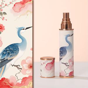 TEMU 10ml 정교한 가죽 향수병, 꽃과 새 패턴 - 휴대용 스프레이 병, 여행 및 일상 사용에 적합, 로즈 골드 색상에 상쾌한 플로럴 디자인으로 우아하게 장식.